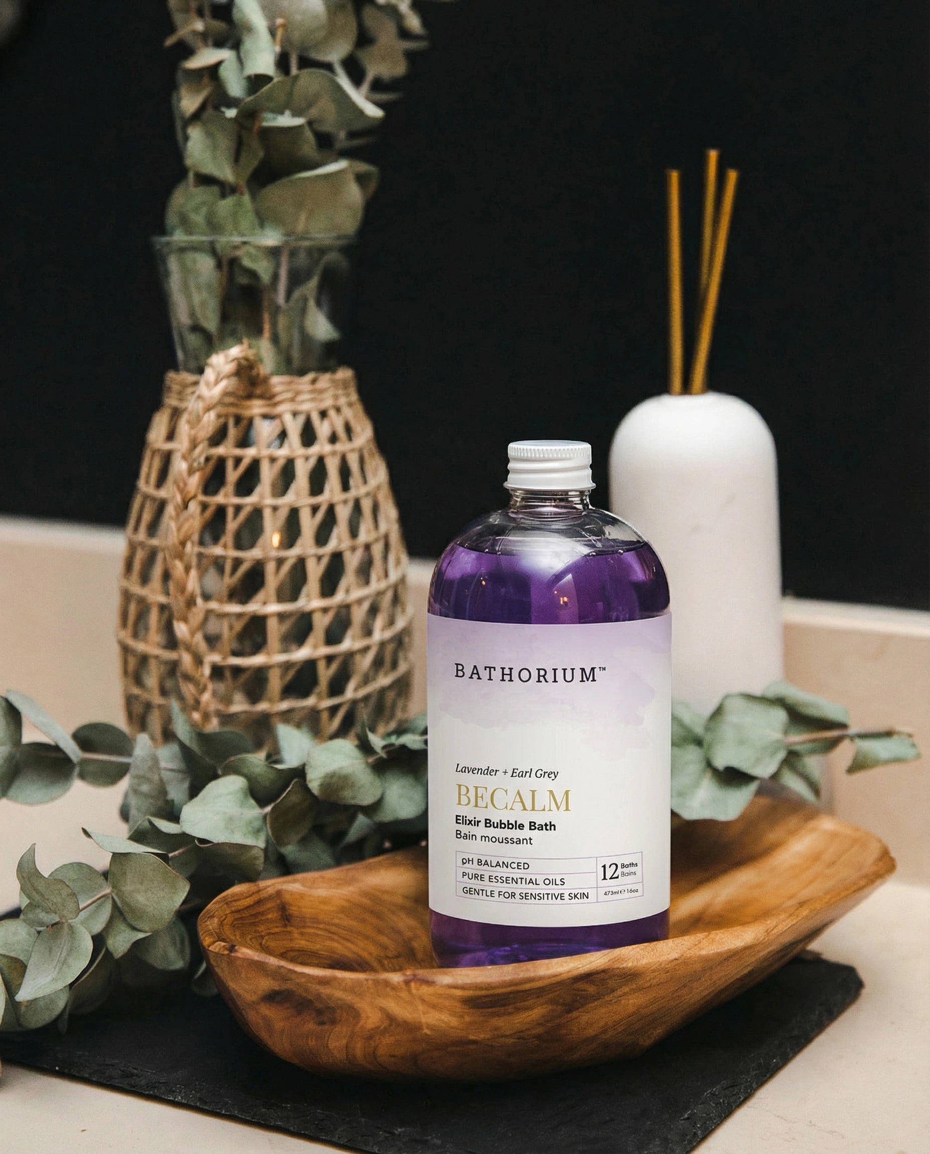 BeCalm Bubble Bath Elixir in a Bathorium bathing ritual