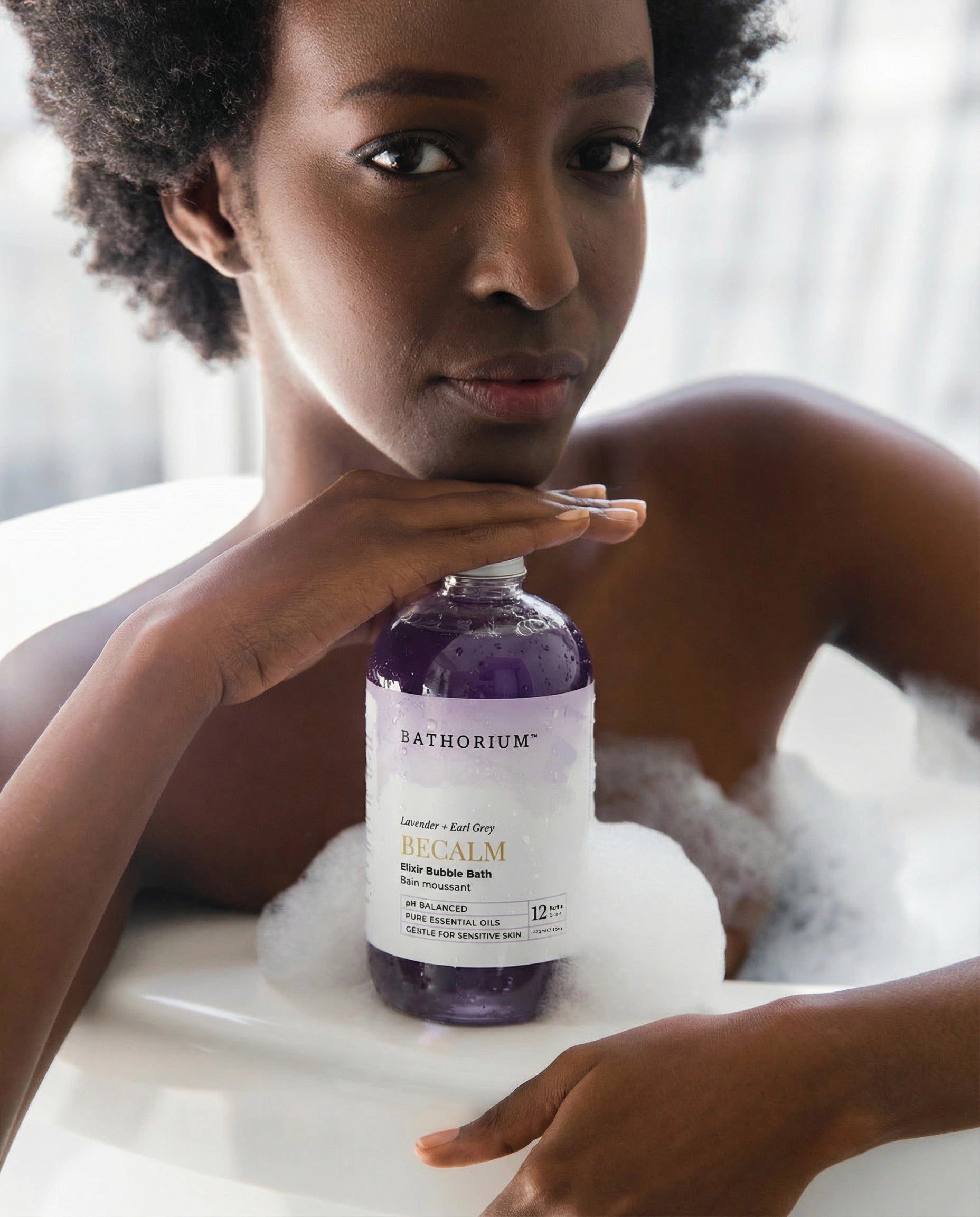 BeCalm Bubble Bath Elixir in a Bathorium bathing ritual