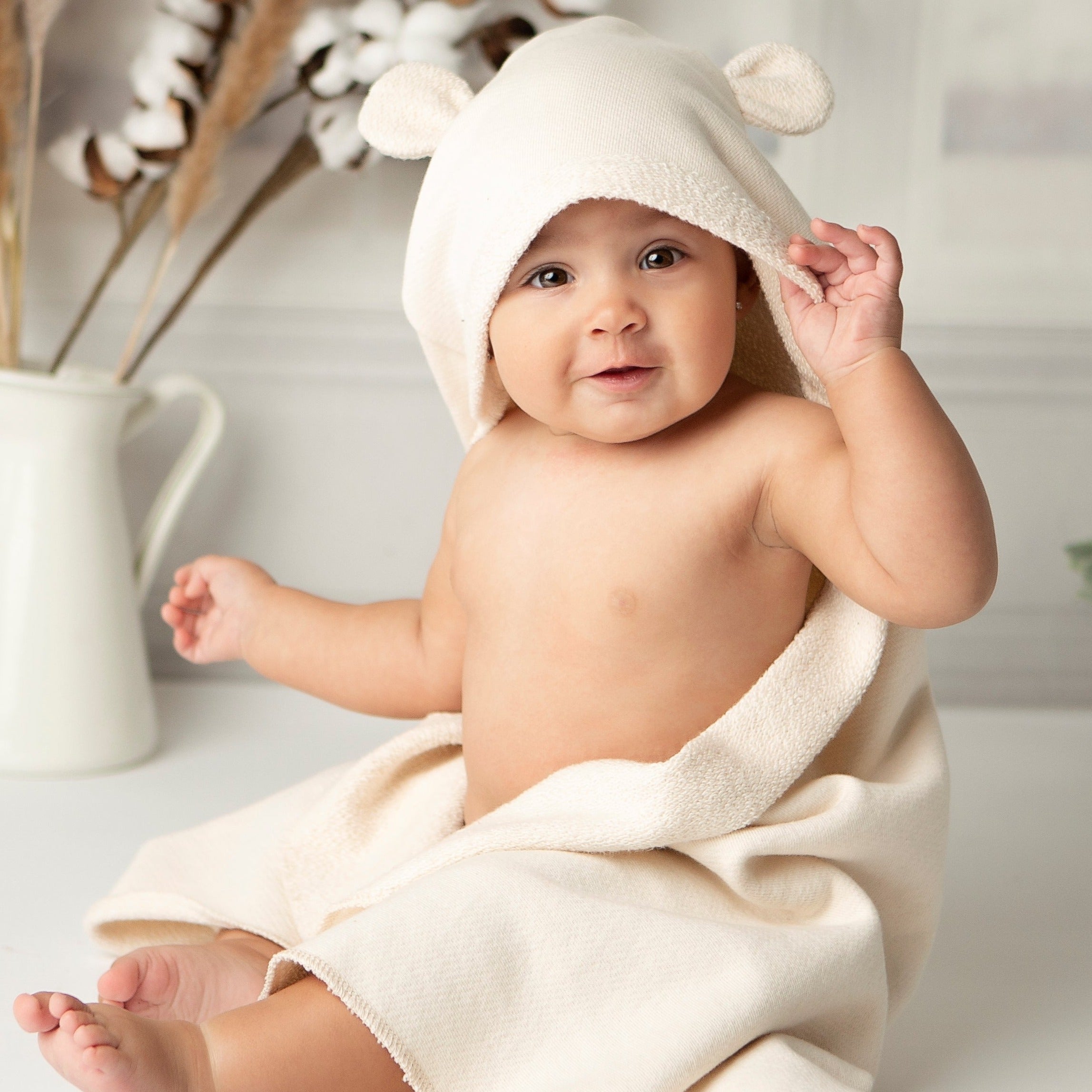 Organics By Heather Cotton Infant Hooded Bear Towel
