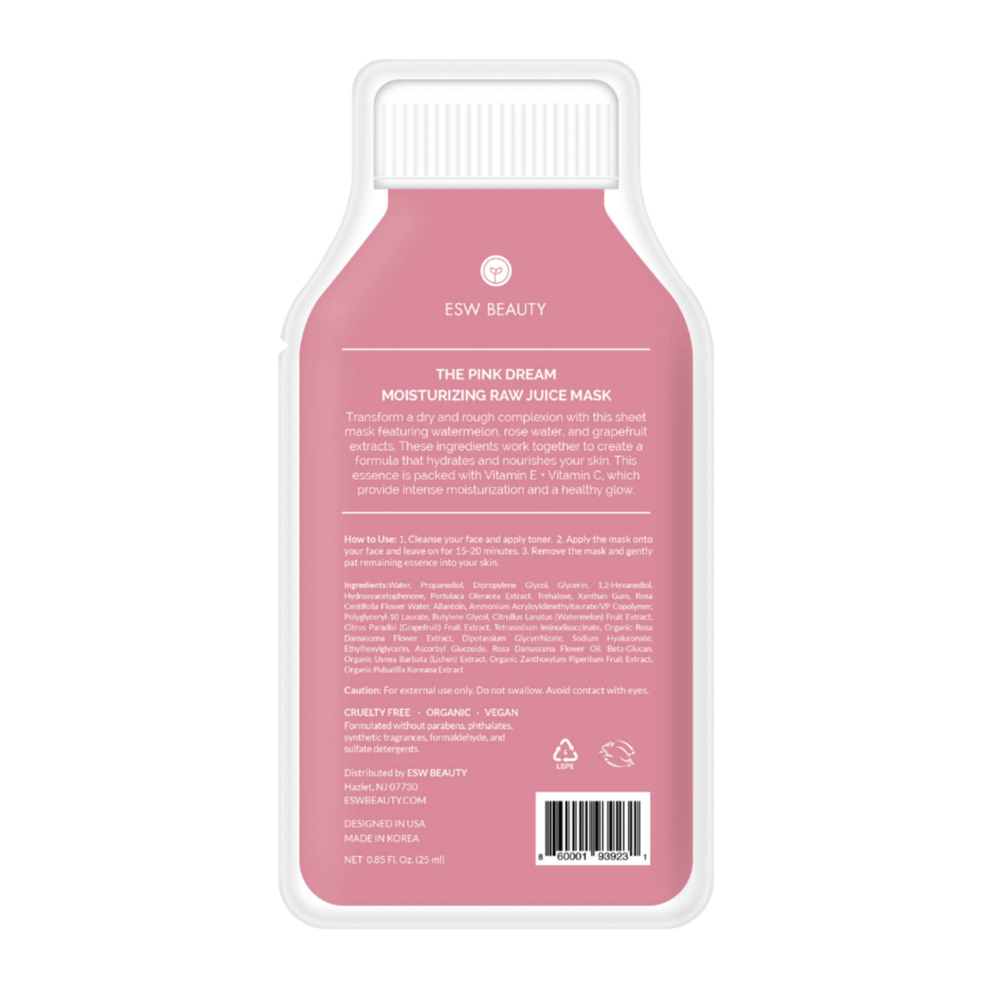 ESW Beauty Skin Care Masks & Peels ESW Beauty The Pink Dream Moisturizing Raw Juice Sheet Mask