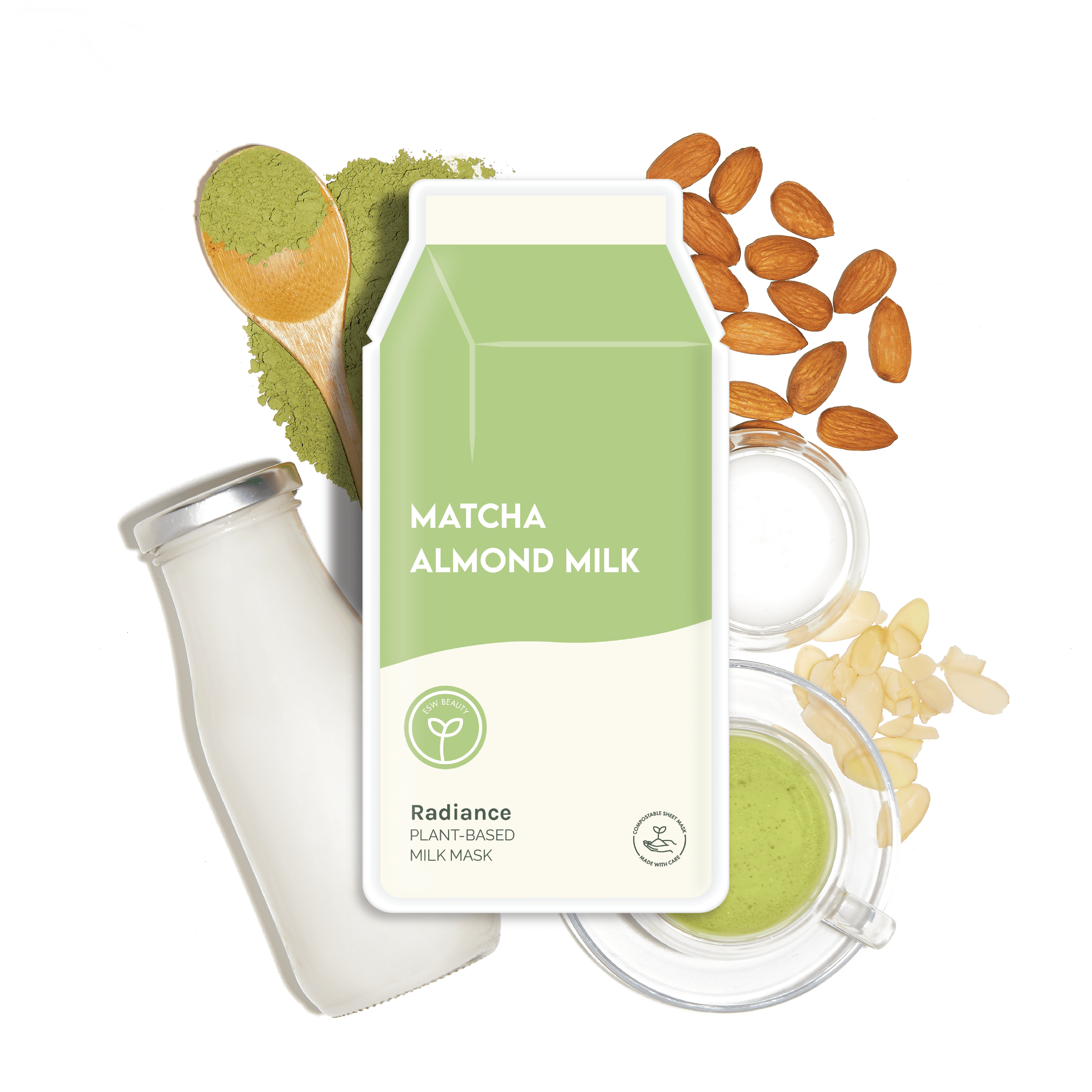 ESW Beauty Skin Care Masks & Peels Matcha Almond Milk Radiance Plant-Based Milk Mask