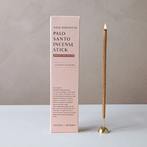 Cedar and Myrrh Hand Rolled Palo Santo Incense Stick