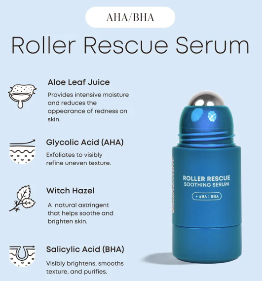 Bushbalm Roller Rescue Soothing Serum with AHA/BHA