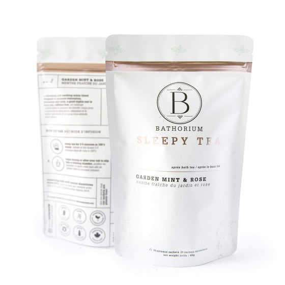 Après Bath- Sleepy Time Pyramid Bagged Tea Loose Leaf Tea Bathorium Garden Mint + Rose 20 Sachet Bag 