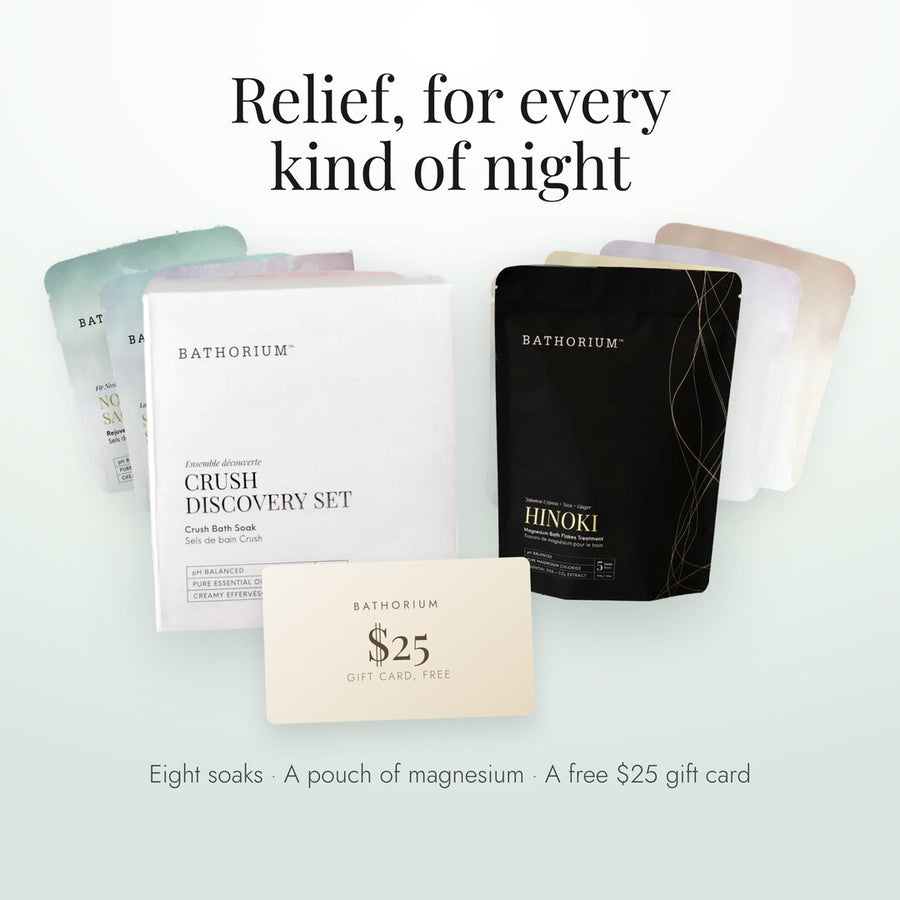 The Complete Ritual: the Crush Discovery Set, Hinoki Magnesium Flakes and a free $25 e-gift card