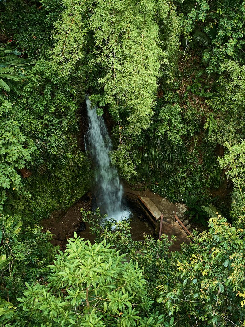 A waterfall in the rainforest above Sugar Beach